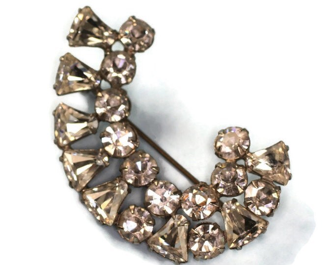 Curved Crystal Rhinestone Brooch Diamante Wedding Special Occasion