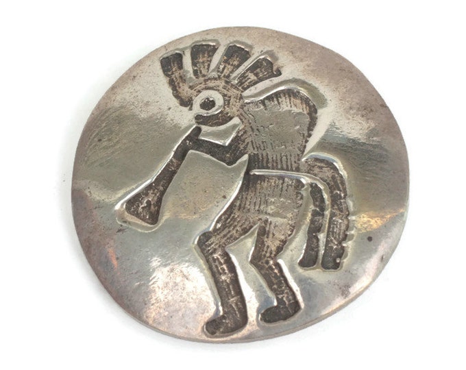 Sterling Kokopelli Pin Hopi Fertility Flute Player Native American Vintage