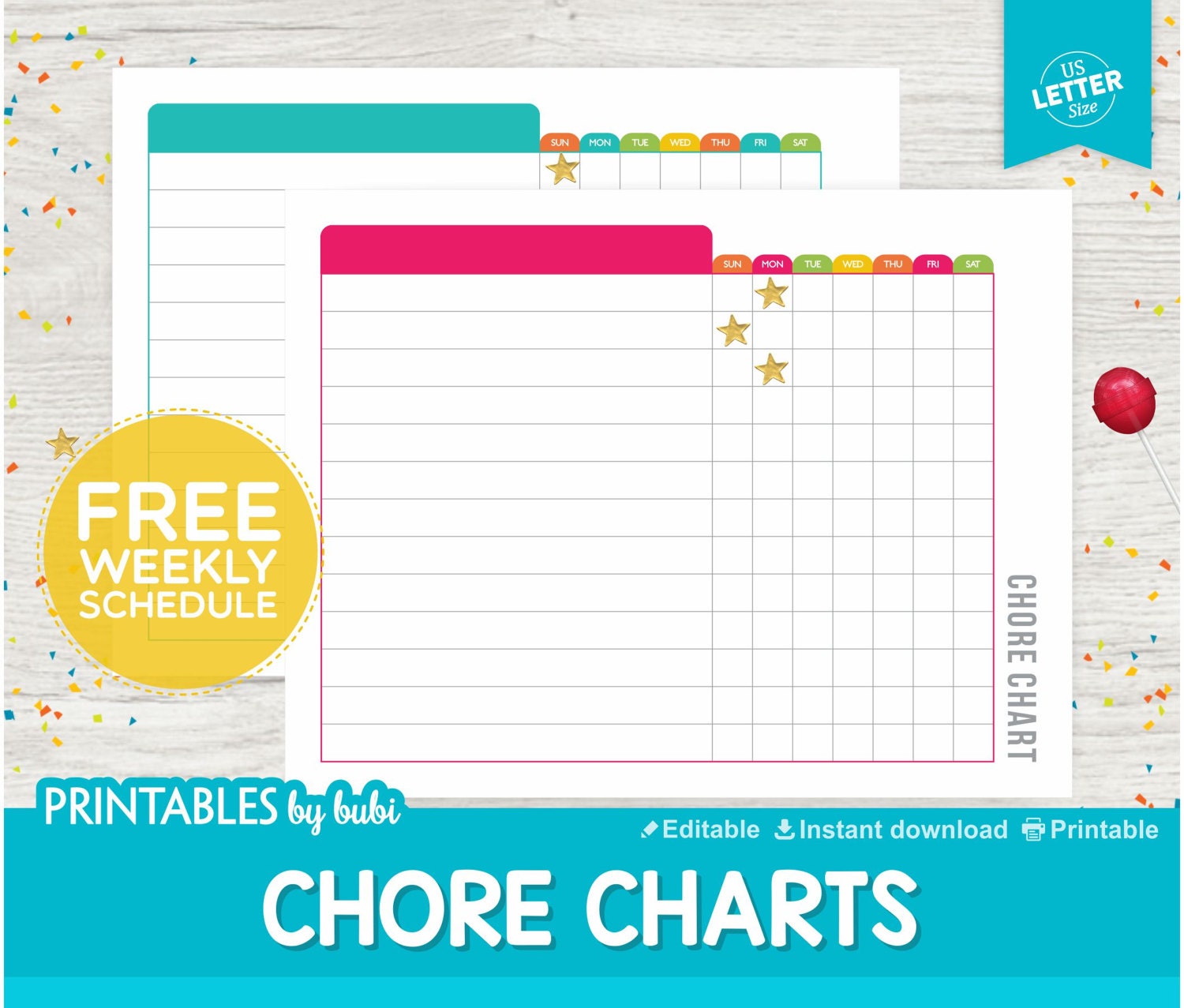 Printable Kids Chore Chart and Weekly Schedule 8.5 x 11 | Etsy