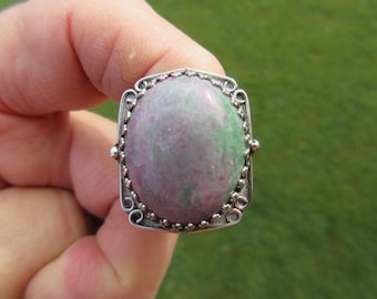 BID BAD and BEAUTIFUL - Sterlihg Silver Rhodochrosite Ring - Size 9 - Free Resizing