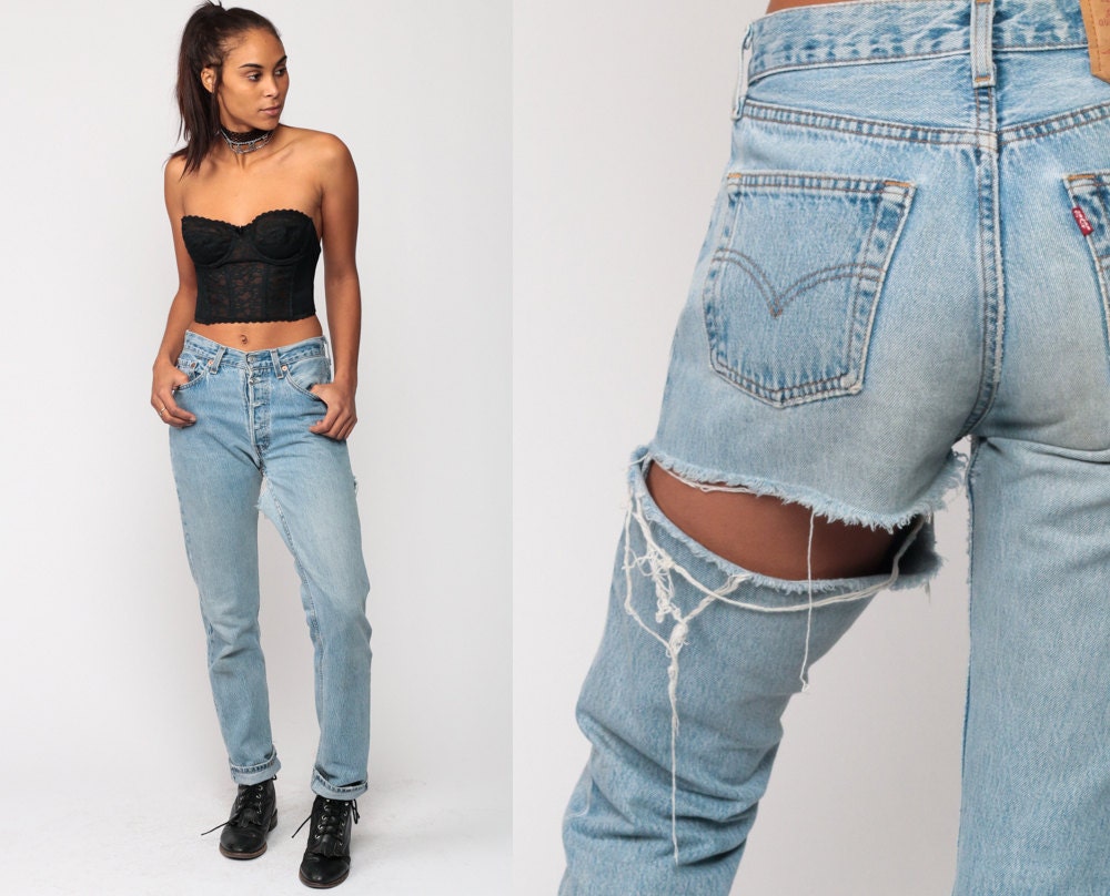 levis high waisted ripped jeans