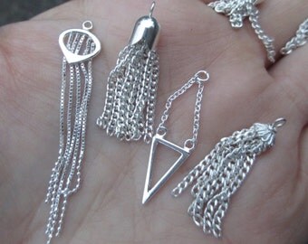 Sterling Silver Triangle Link, or Tassel Dangles-You choose which one