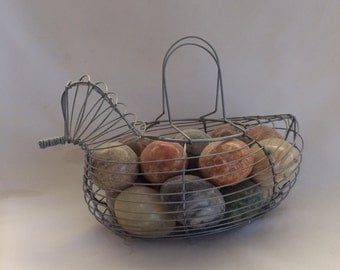 Vintage Chicken Shaped Wire Egg Basket