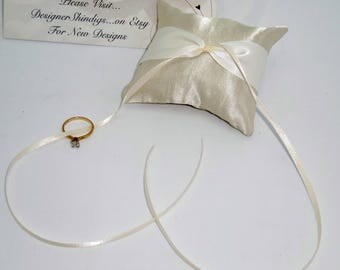 Dog Ring Bearer ~ Engagement Pillow Rhinestone Collar ~ Ivory Satin ~ Crystal Buckle