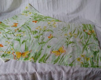 Pair of vintage Bibb 1980s butterfly standard pillowcases grasses flowers