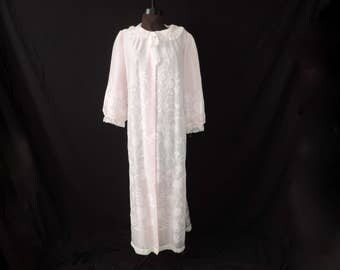 MateJ for Odette Barsa pink peignoir robe floral print long wrapper dressing gown OSFM