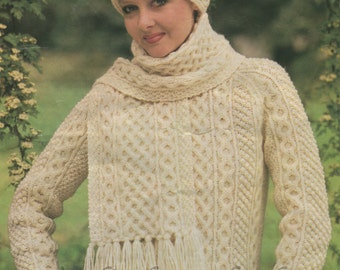 INSTANT DOWNLOAD PDF Vintage Knitting Pattern Aran Sweater