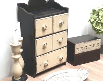 Black French Farmhouse Apothecary Spice Cabinet Fixer Upper Style Vintage Kitchen Decor