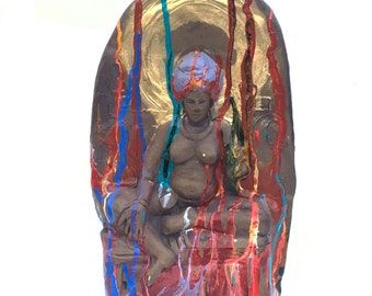 The Goddess Tara, Ceramic Bas Relief Figure Sculpture, Buddha Woman Wall Art Piece