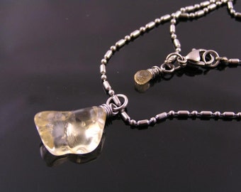 Citrine Necklace, Citrine Jewelry, Yellow Quartz Necklace, Gemstone Nugget, Gem Jewelry, Gem Necklace, November Birthstone Necklace, N1730