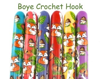 Crochet Hook, Boye Polymer Clay Covered Crochet Hooks, Crochet Hook Sizes B-N, Fox Woods Design, Ergonomic Crochet Hook