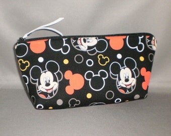 Cosmetic Bag - Makeup Bag - Large Zipper Pouch - Mickey Mouse