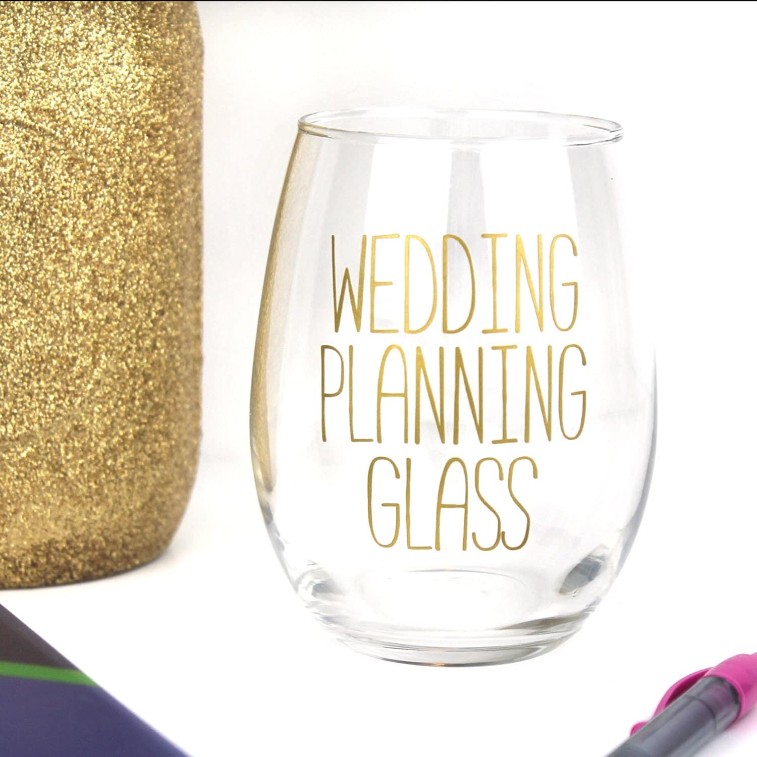 Wedding Planning Wine Glass Stemless Wine Glass Bride Gift