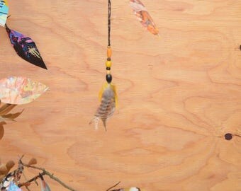 Unique Feathered Roach Clip / Hair Clip With Wood Bead Work High Quality