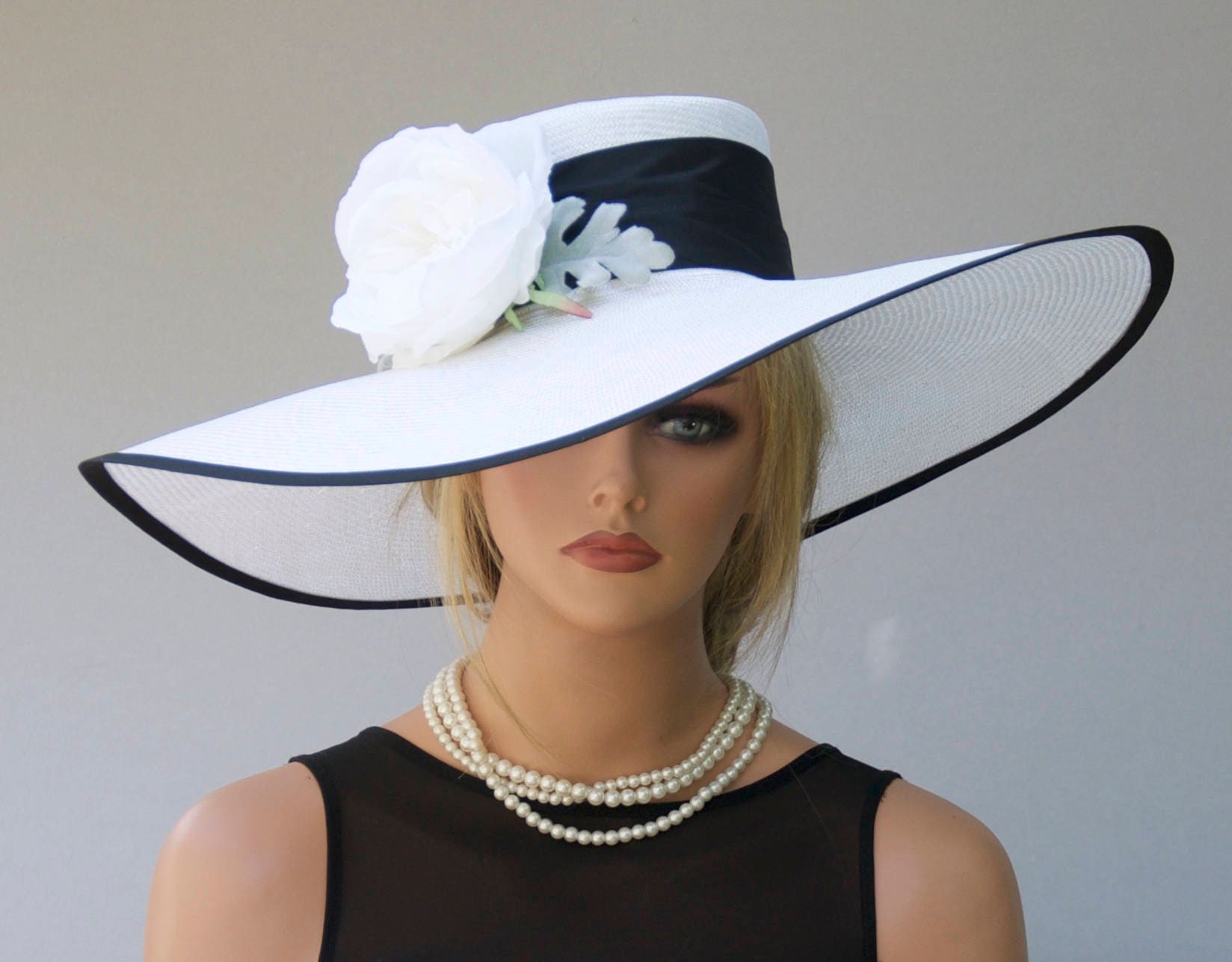 Wedding Hat, Kentucky Derby Hat, Ascot Hat, Black and White Hat ...