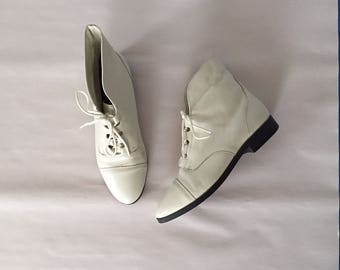 Victorian ankle boots | corset lace up boots | leather skinny ankle boots | 8