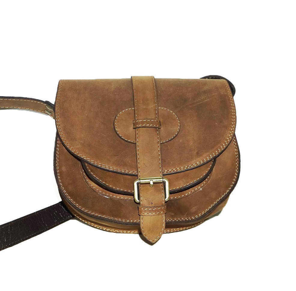 Rustic Leather Saddle Bag Cross body bag Leather by ChicLeather