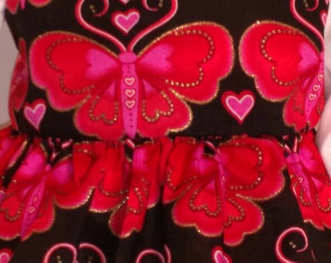 Beautiful butterfly print Valentines dress and blouse set fits 18 inch dolls