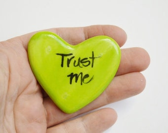 Trust Me Ceramic Clay Prayer Heart Green