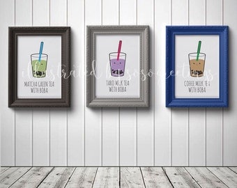 Personalized Custom Bubble Tea, Printable Art, 8x10 Instant Download, Home Decor