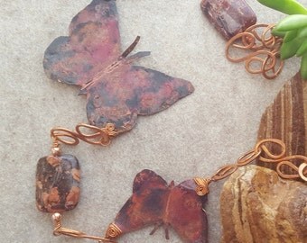 Butterfly Wind Chimes - Butterfly wind chime - Copper Wind Chimes - Butterfly chime - Fire Patina - Red Butterflies - Copper Butterflies