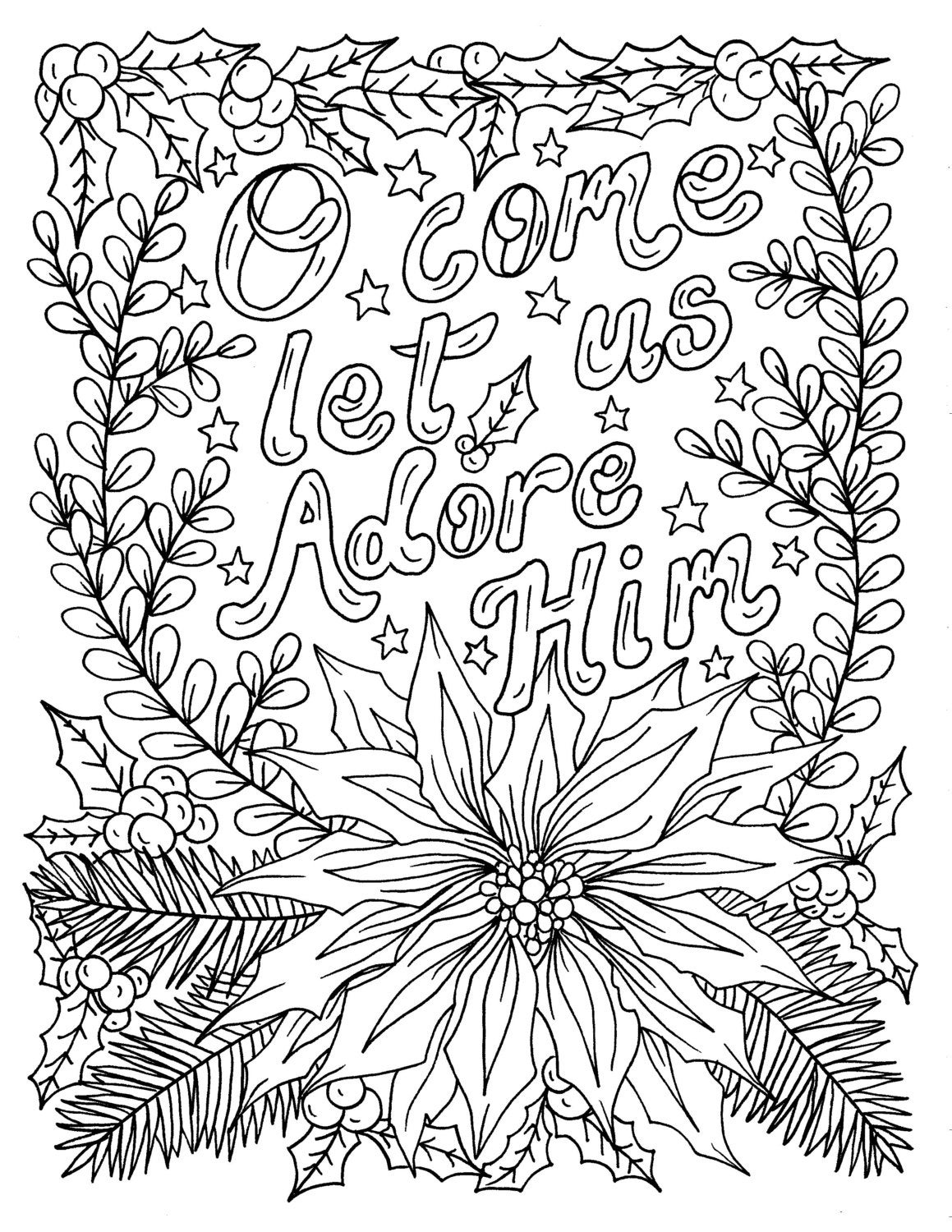 Christian Christmas Coloring Page Adult Coloring Books Art