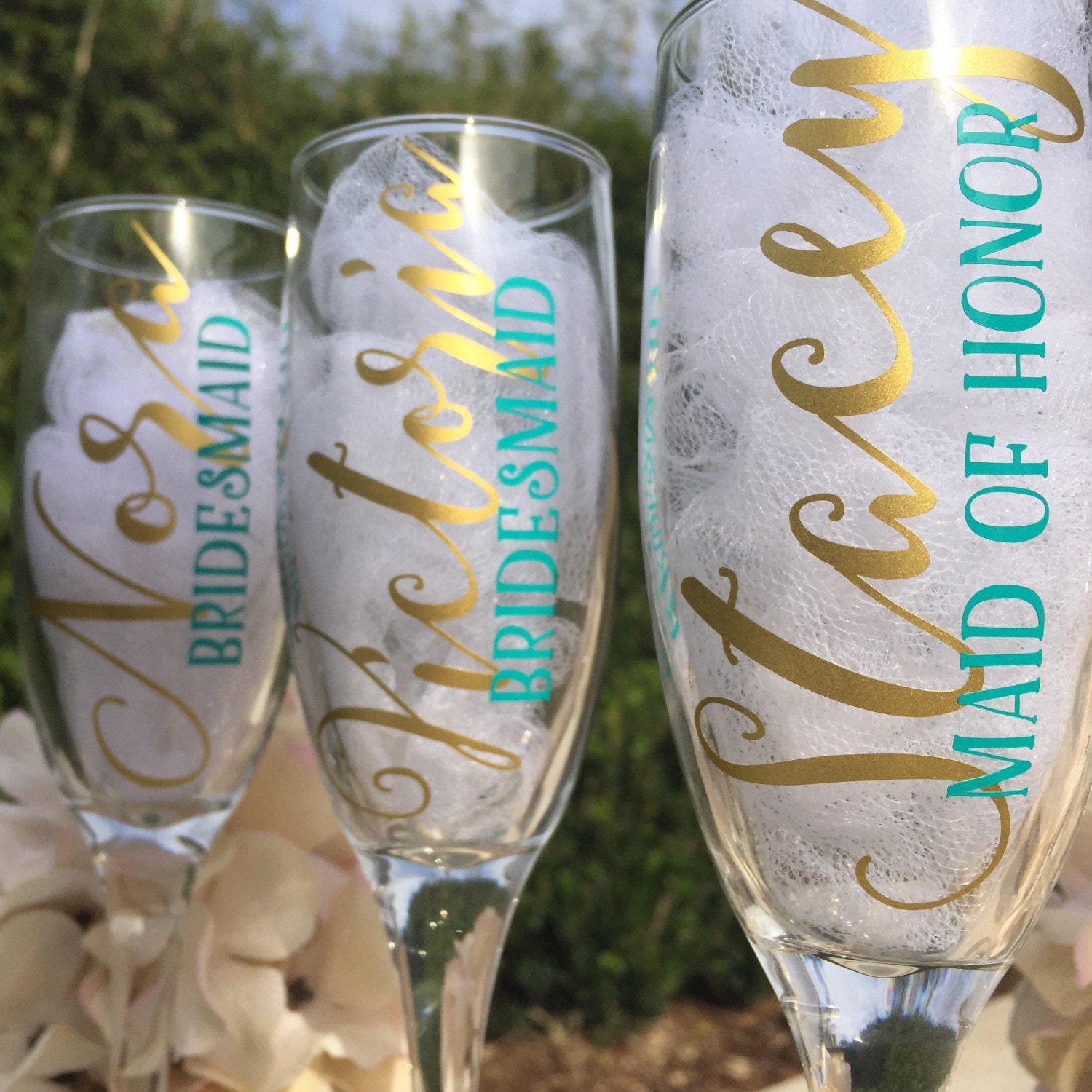 Bridesmaid Champagne Glasses Personalized Champagne Glasses