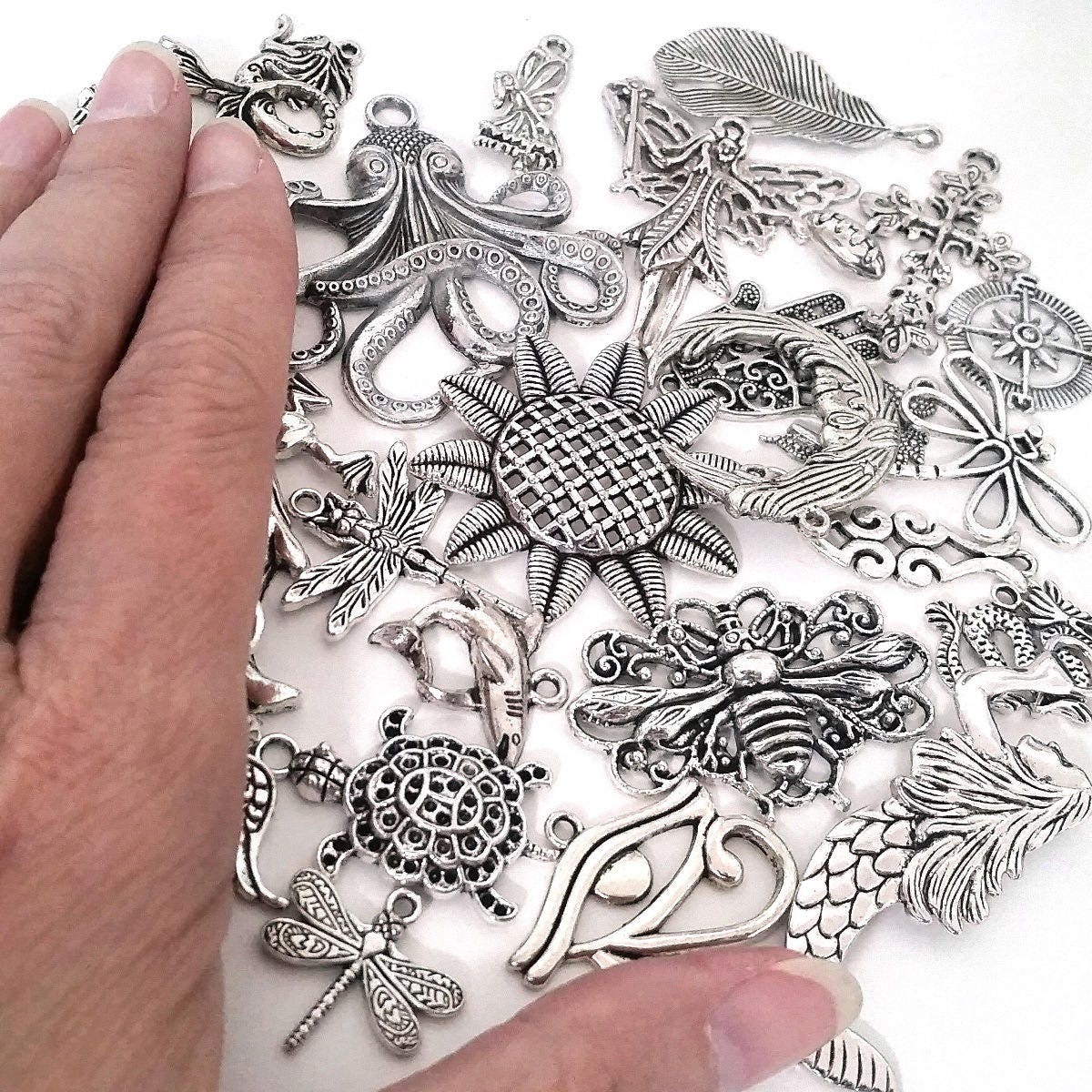 Bulk Zipper Pull Charm Assortment Silver Pendant Collection