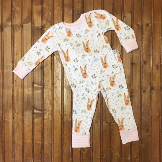 Items similar to Newborn Baby Toddler easter bunny pajama set on Etsy