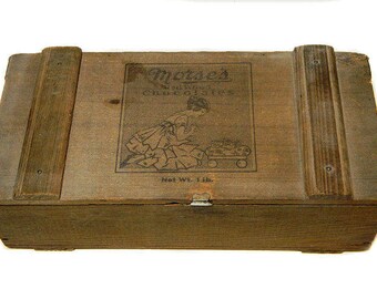 Antique Wooden Candy Box Morse's Red Wood Chocolates
