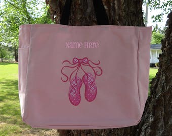 Personalized Girls Dance Bag, Ballet Tote Bag, Dance Tote, Pink Dance Bag, Pink Ballet Bag
