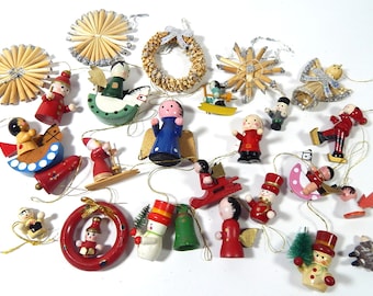 20 Vintage French Wood Christmas Ornaments