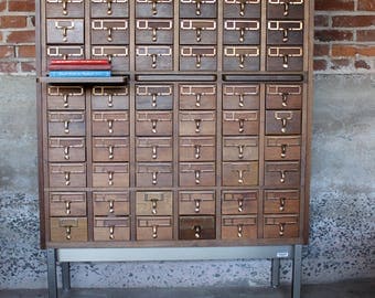Dewey Decimal....Vintage Library Card Catalog File 72 Drawers, Library File, Card Catalogue, Card File