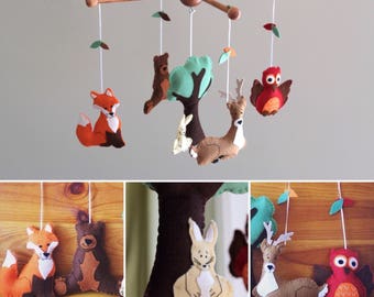 Woodland Baby Mobile, Woodland Nursery Mobile, Camping Nursery, Woodland Mobile, Nursery Mobile, Woodland Animal Mobile, Forest Creatures