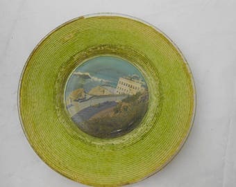 Antique Cliff House San Francisco souvenir plate 1940s cars lime green