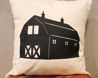 Barn Pillow Cover - Farm Pillow Cover - Pillow Cover With Barn - Heat Press Vinyl Barn - Barn Throw Pillow - Canvas Pillow - Accent Pillow