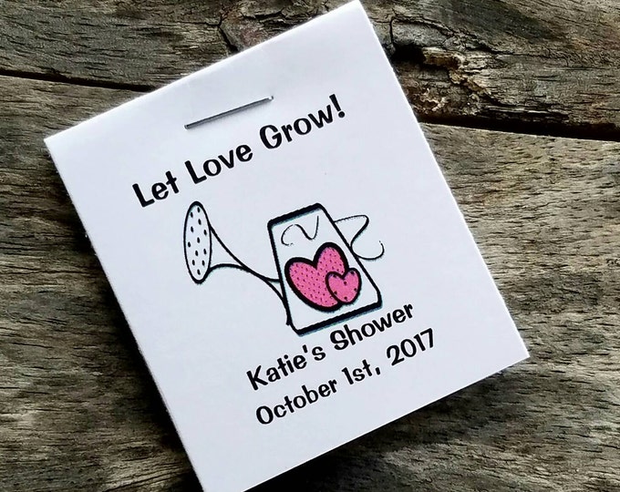 Watering Can Heart Design Flower Seed Favors - Bridal Shower Favors - Wedding Favors Personalized Shabby Chic Seed Packets Birthday Favors