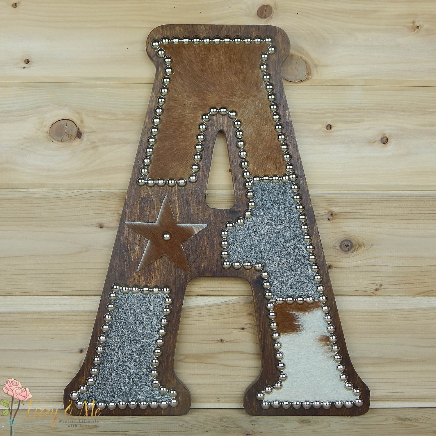 Cowhide Wall Letter A Western Home Decor Wall Hanging