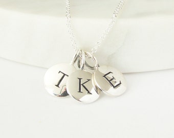 Silver 3 Initial Charm Necklace - Personalized