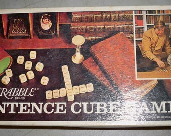 Vintage 1971 Scrabble Brand Sentence Cube Game