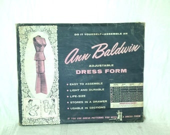 Rare Vintage 1956 Ann Baldwin Adjustable Dress Form
