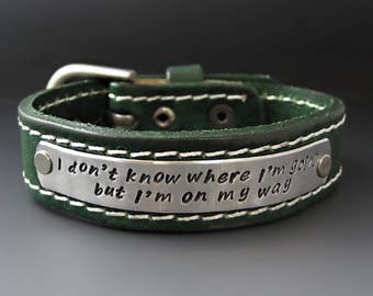 Women's Personalized Leather Bracelet / Hand Stamped Custom Cuff / Buckle Bracelet / Gifts for Her / Graduation Gifts / Mother's Day Gifts