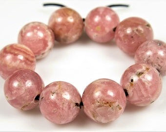 Charming Pink ~ Natural Argentina Rhodochrosite Round Beads - 8.7~9.2 mm - 10 beads - B6373
