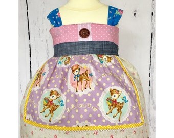 Kitschy dress, Toddler Dress, Baby Dress, Apron dress, spring dress, bambi dress,