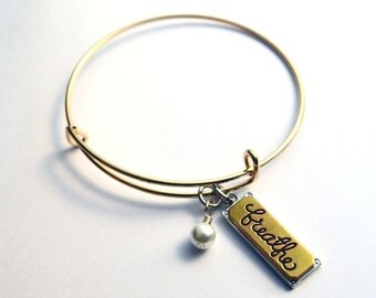 Breathe bracelet - gold plated charms - expandable bracelet