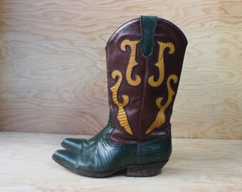 Size 7 / Fancy Western BOOTS / Vintage Cowboy Boots / Women's 90's Shoes