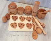 Guaranteed Christmas Delivery in the US!  Deluxe edition Natural wooden Cookie Baking set for Play Kitchen