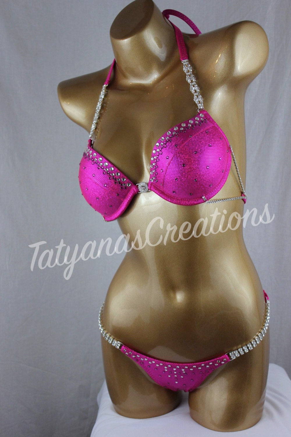 Hot Pink Extreme Pushup Molded Underwire Bikini Competition