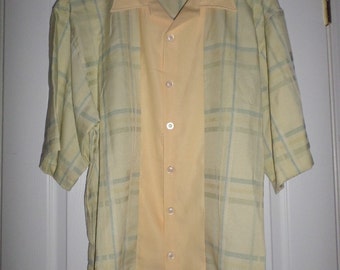 Vintage Mens Shirt 48 Chest XL Plaid Short Sleeves Button Down