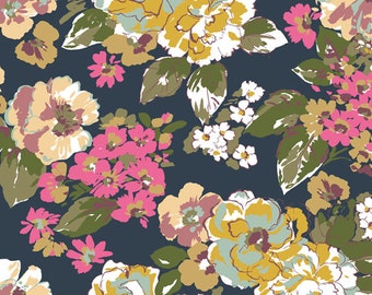 Floral Knit Fabric - KNIT - Jersey - Cotton - Pure Vintage - Bolt by Girl Charlee - Homestead Life Kabloom Floral - Stretch - Stretchy -